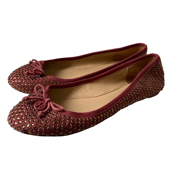 Tory Burch Shoes - Tory Burch Ballet Flats Shoes Loafers Rhinestones Pink Leather Casual Boho